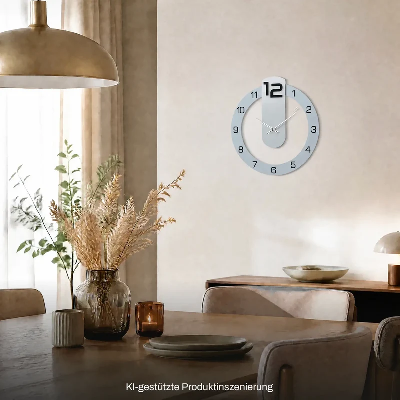 AMS Design W9712 Wanduhr • Aluminium & Mineralglas • Präzises Quarzwerk