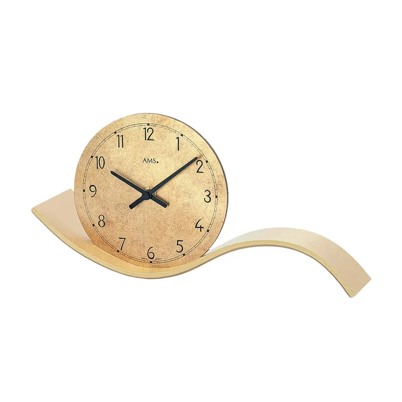 AMS Design T1313 Tischuhr • Schwarzwälder Uhrentradition • Massivholz in Messing-Optik