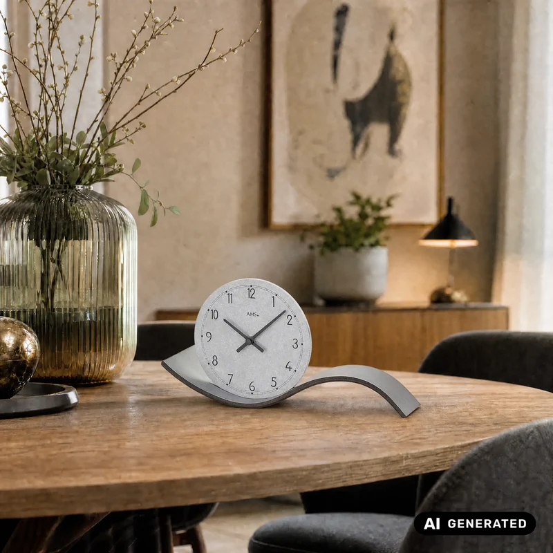 AMS Design T1316 Tischuhr • Metall Anthrazit • Geräuschlos