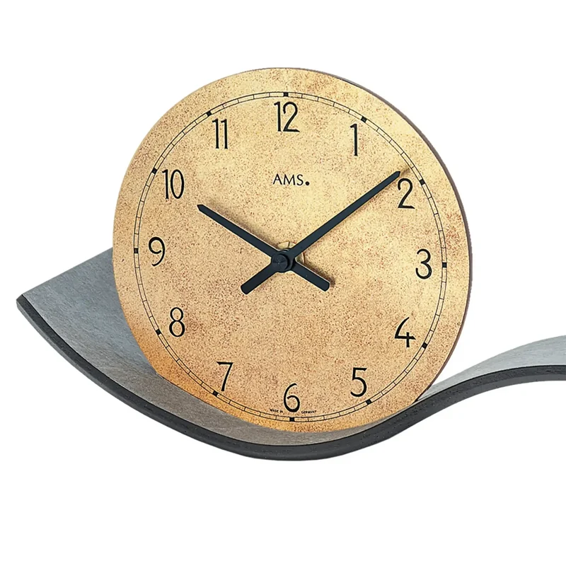 AMS Quarz T1315 Tischuhr • Schwarzes Holz • Elegantes Design