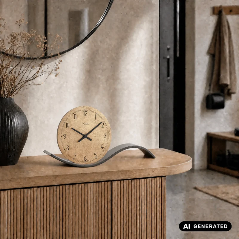 AMS Quarz T1315 Tischuhr • Schwarzes Holz • Elegantes Design