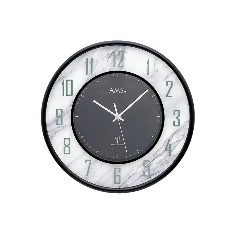 AMS Funk F5588A Wanduhr • Edle Marmoroptik • Mineralglas