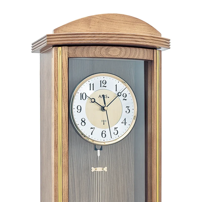 AMS Funk F5015/4 Wanduhr • Eichelackiert Holzgehäuse • Pendel mit Westminster-Schlagwerk