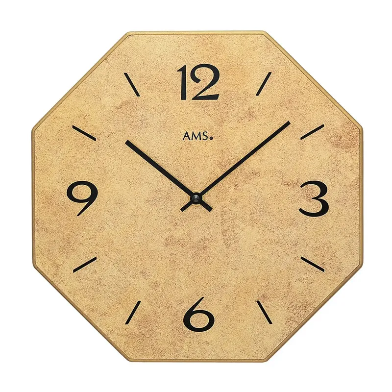 AMS Quarz W9715 Wanduhr • Holzgehäuse • Bedrucktes Zifferblatt