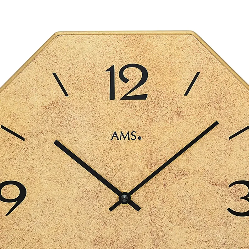 AMS Quarz W9715 Wanduhr • Holzgehäuse • Bedrucktes Zifferblatt