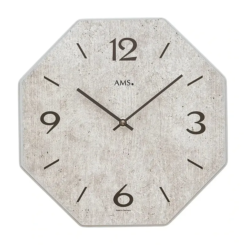 AMS Quarz W9716 Wanduhr • Holzgehäuse • Bedrucktes Zifferblatt