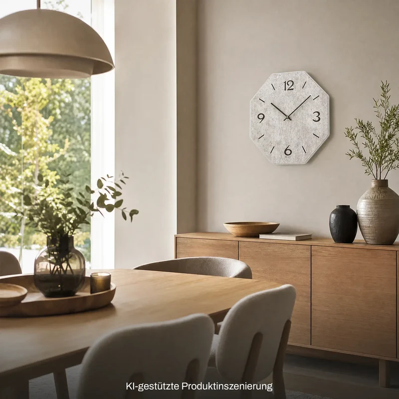 AMS Quarz W9716 Wanduhr • Holzgehäuse • Bedrucktes Zifferblatt