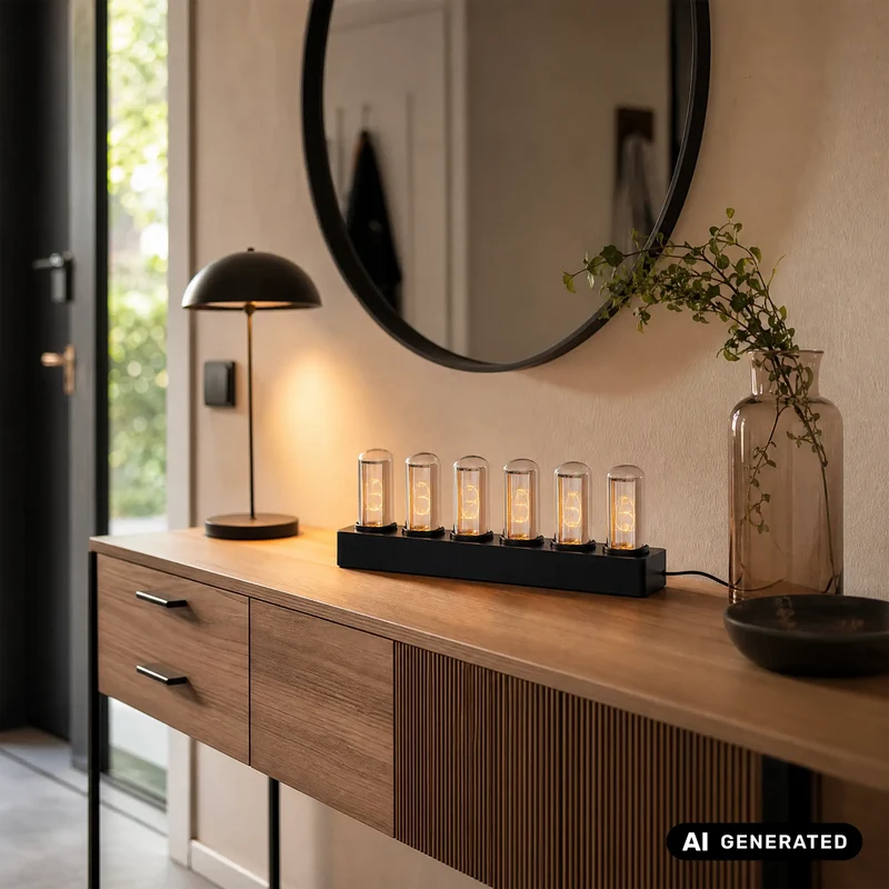 AMS Design T1320 Tischuhr • Nixie-Röhren-Optik • LED-Anzeige