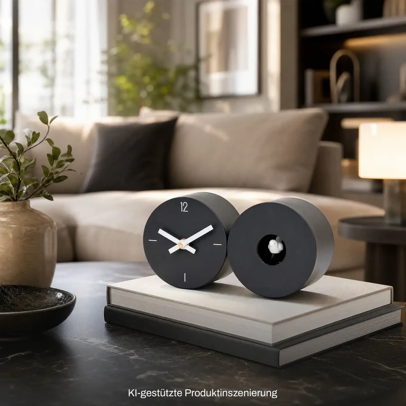 AMS Design T1310 Tisch- & Wanduhr • Vogelmelodie • Metallgehäuse