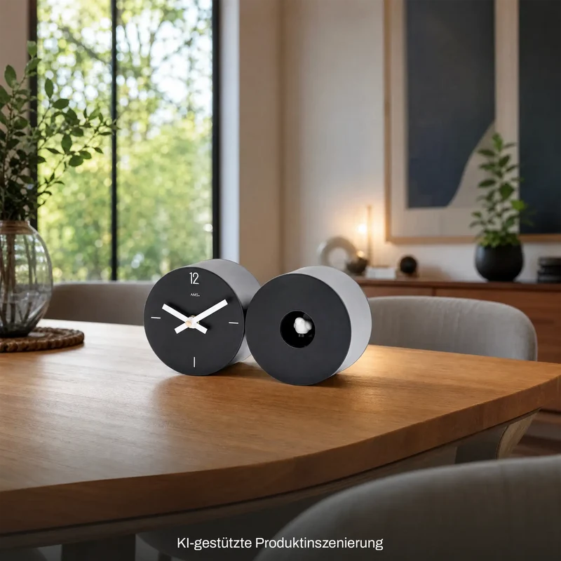 AMS Design T1310 Tisch- & Wanduhr • Vogelmelodie • Metallgehäuse