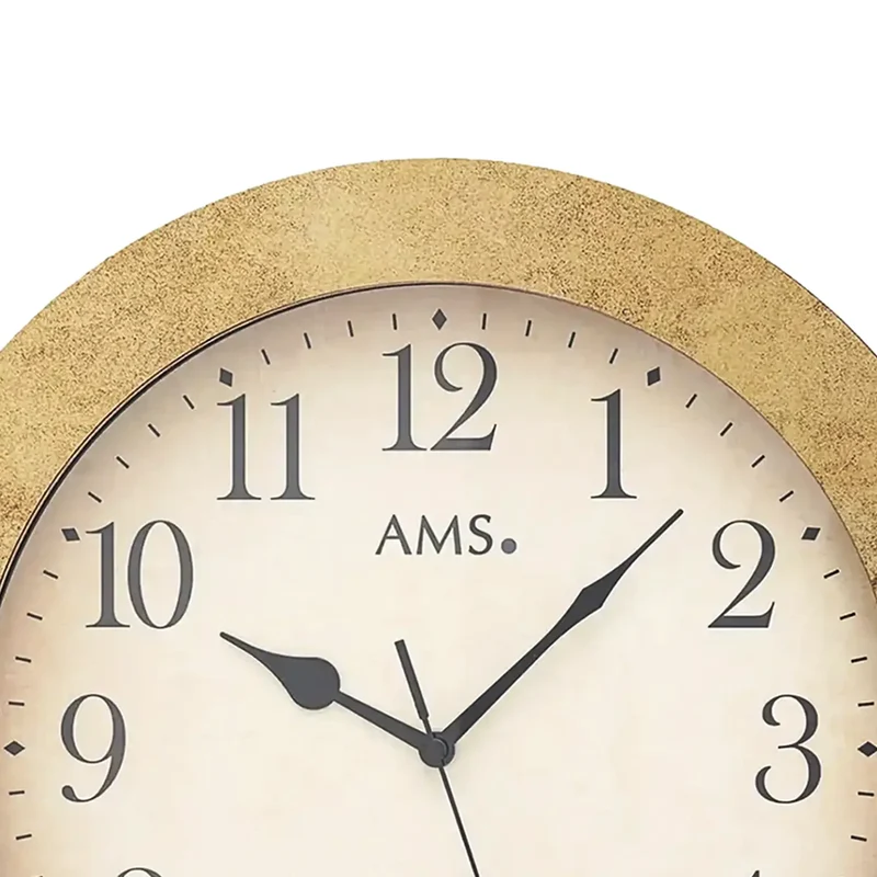 AMS Funk F5560MS Wanduhr • Messingantik • Mineralglas