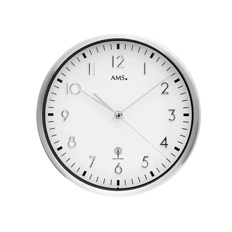 AMS Funkwanduhr F5912 • Aluminium • Präzises Funkwerk