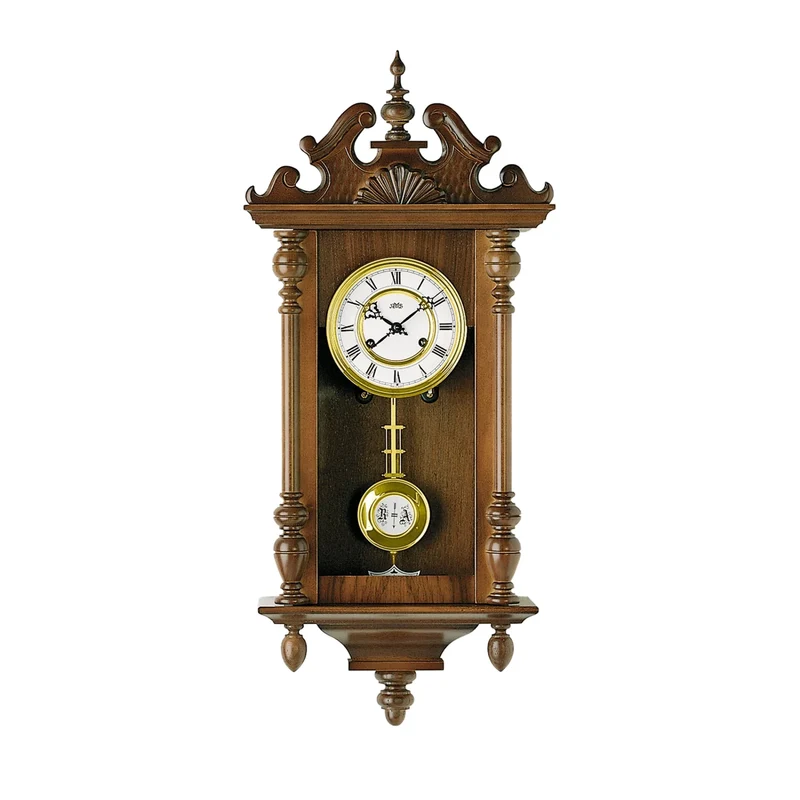 AMS Klassik R617/1 Wanduhr • Mechanisches 14-Tage-Werk • Massives Nussbaumholz