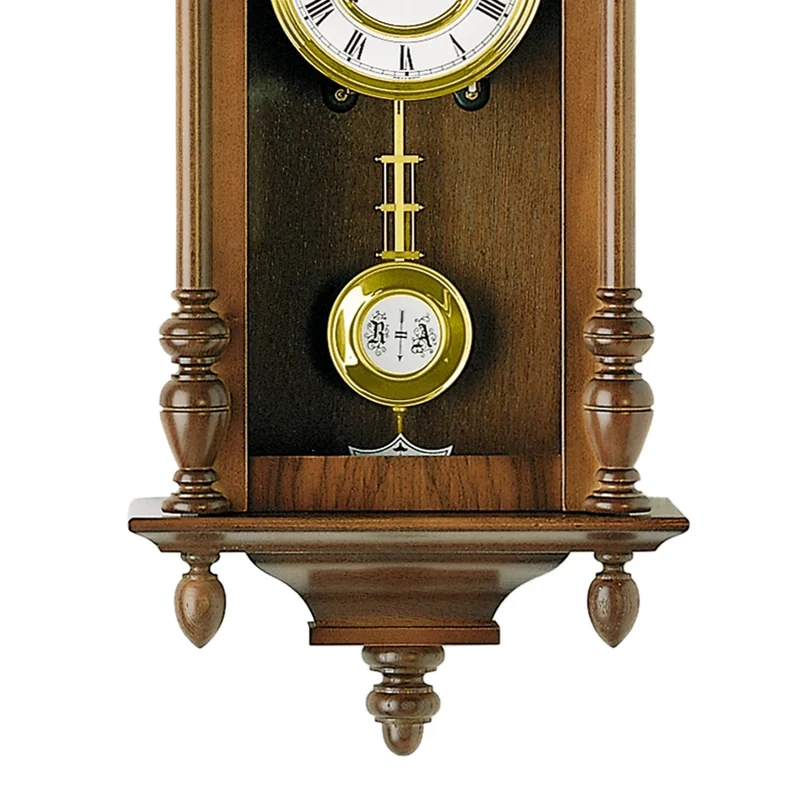 AMS Klassik R617/1 Wanduhr • Mechanisches 14-Tage-Werk • Massives Nussbaumholz