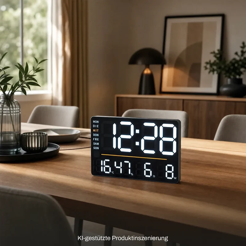 AMS Digital T1306 Tisch- und Wanduhr • LED • Thermometer