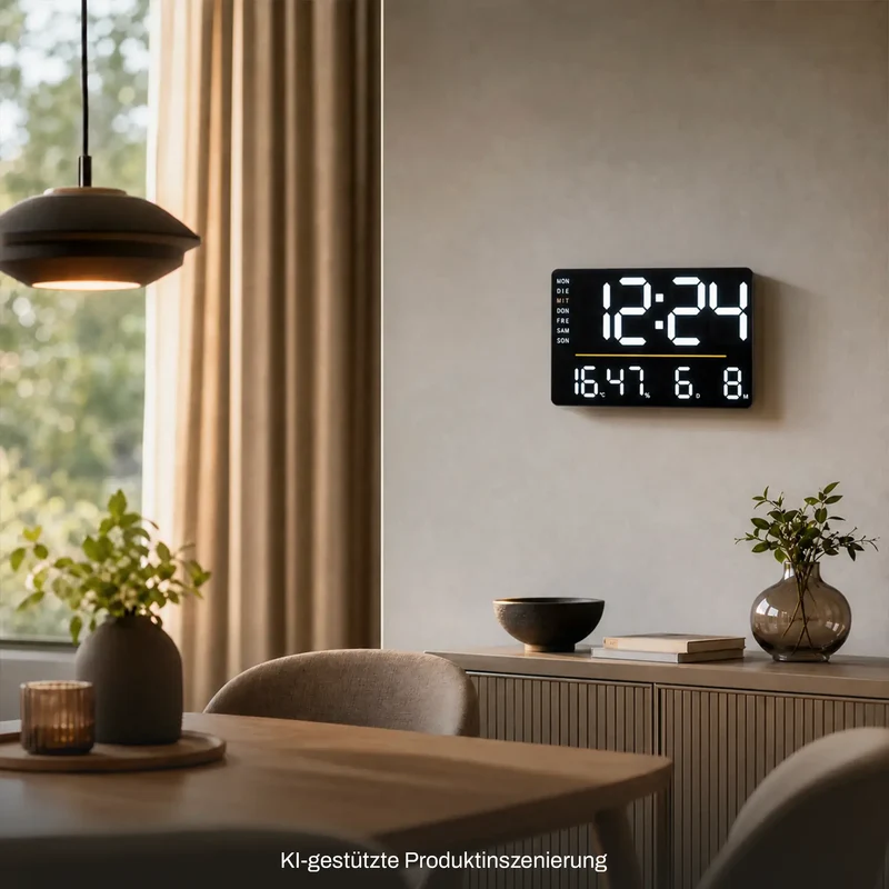 AMS Digital T1306 Tisch- und Wanduhr • LED • Thermometer