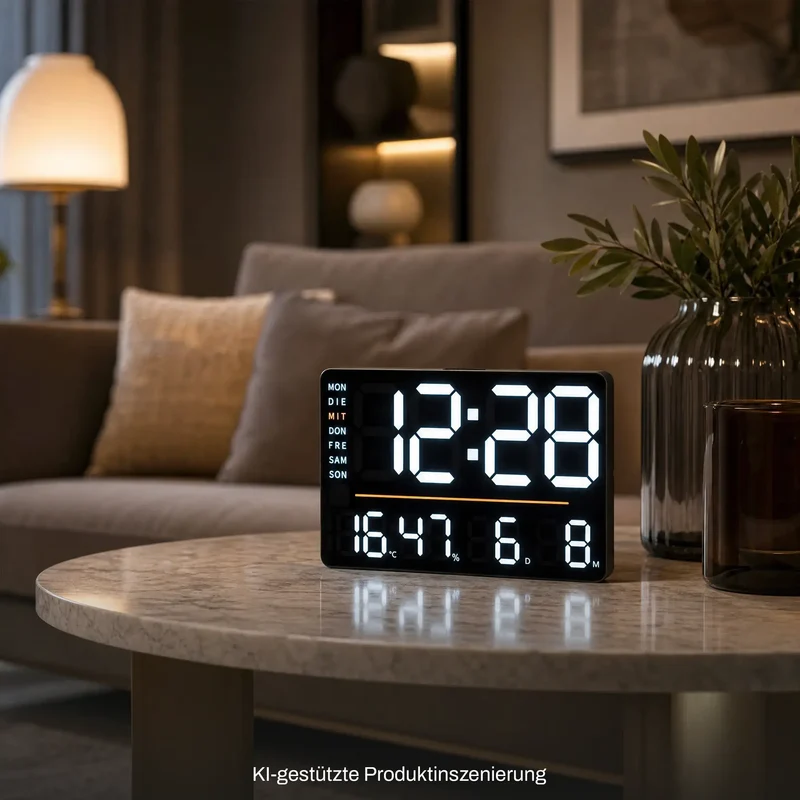 AMS Digital T1306 Tisch- und Wanduhr • LED • Thermometer