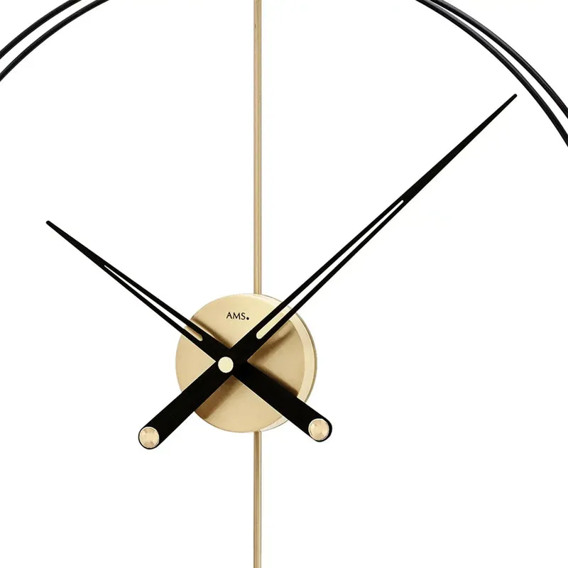AMS Design W9655 Wanduhr • Carbon- & Metall-Design in Gold • Präzises Quarzuhrwerk