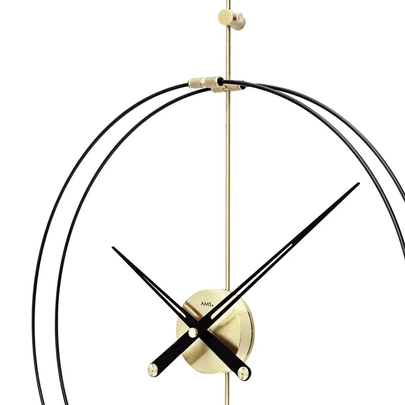 AMS Design W9655 Wanduhr • Carbon- & Metall-Design in Gold • Präzises Quarzuhrwerk