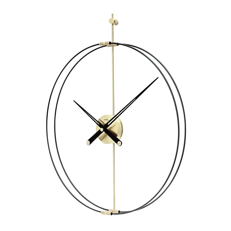 AMS Design W9655 Wanduhr • Carbon- & Metall-Design in Gold • Präzises Quarzuhrwerk