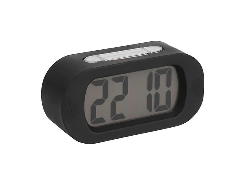 Karlsson Gummy KA5753BK Wecker Schwarz • Geräuschloses Quarzwerk • LED-Hintergrundbeleuchtung