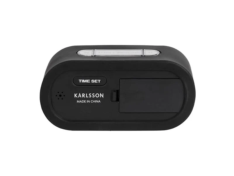 Karlsson Gummy KA5753BK Wecker Schwarz • Geräuschloses Quarzwerk • LED-Hintergrundbeleuchtung