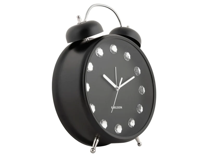 Karlsson Glam Diamonds XL KA6019BK Wecker Schwarz • Funkelnde Diamantdetails • Glamouröses Design