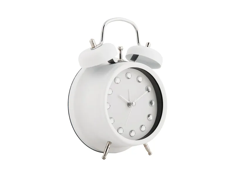 Karlsson Glam Diamonds KA6018WH Wecker Weiß • Glitzernde Kristalle • Glamouröses Design