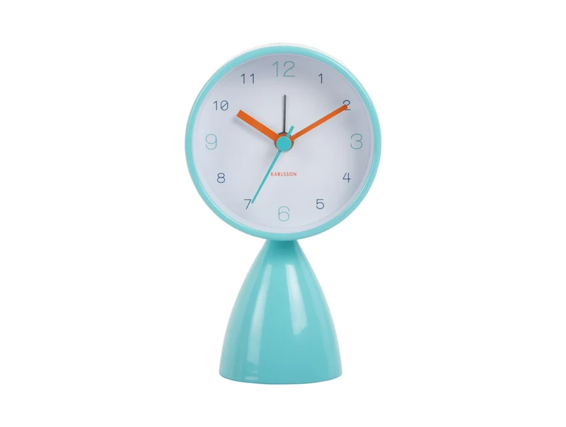 Karlsson Funky Vibes KA6023BL Wecker Türkisblau • Geräuschloses Sweep-Uhrwerk • Retro-Vintage-Design