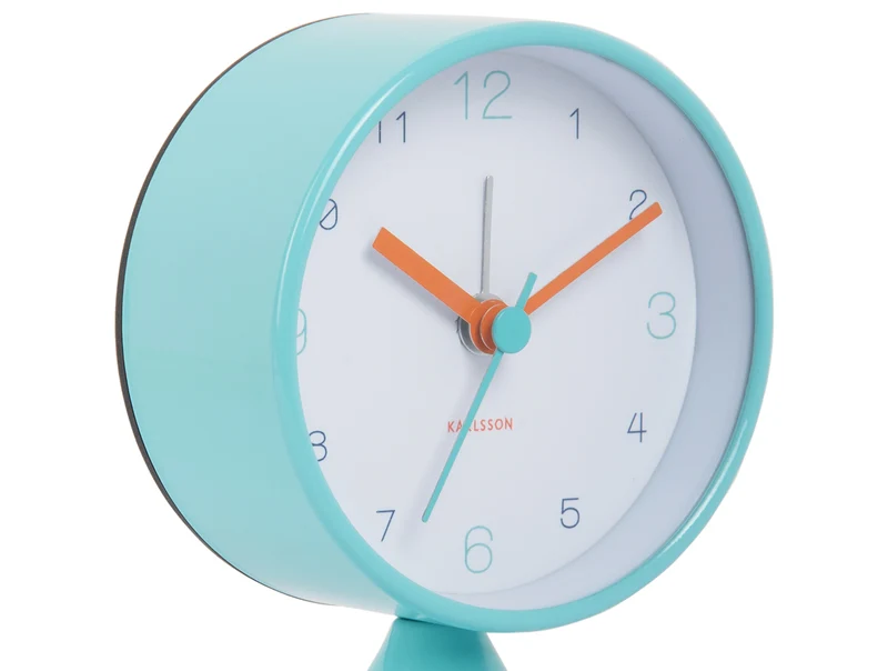 Karlsson Funky Vibes KA6023BL Wecker Türkisblau • Geräuschloses Sweep-Uhrwerk • Retro-Vintage-Design