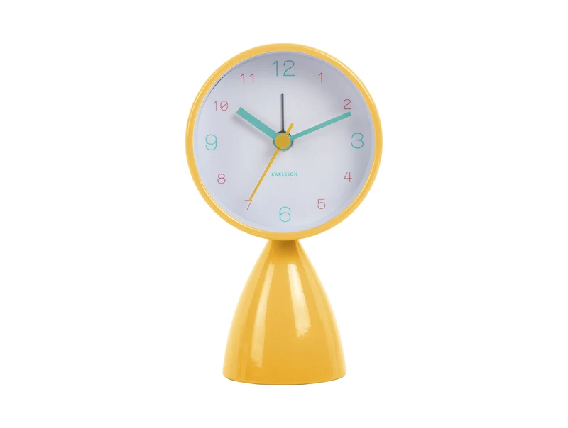 Karlsson Funky Vibes KA6023BY Wecker Hellgelb • Geräuschloses Sweep-Uhrwerk • Retro-Design