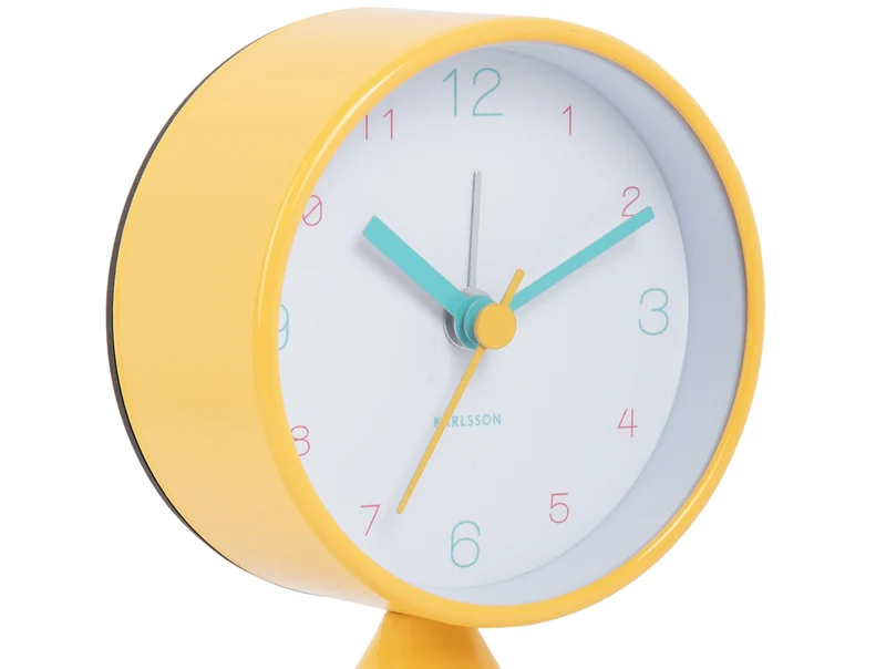 Karlsson Funky Vibes KA6023BY Wecker Hellgelb • Geräuschloses Sweep-Uhrwerk • Retro-Design