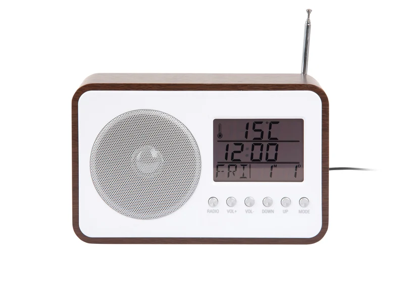 Karlsson FM Radio KA6036DW Wecker Dunkelholz • FM-Radio mit Teleskopantenne • Digitales Display mit Temperatur