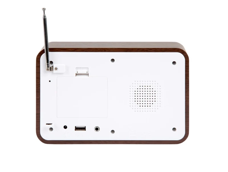 Karlsson FM Radio KA6036DW Wecker Dunkelholz • FM-Radio mit Teleskopantenne • Digitales Display mit Temperatur