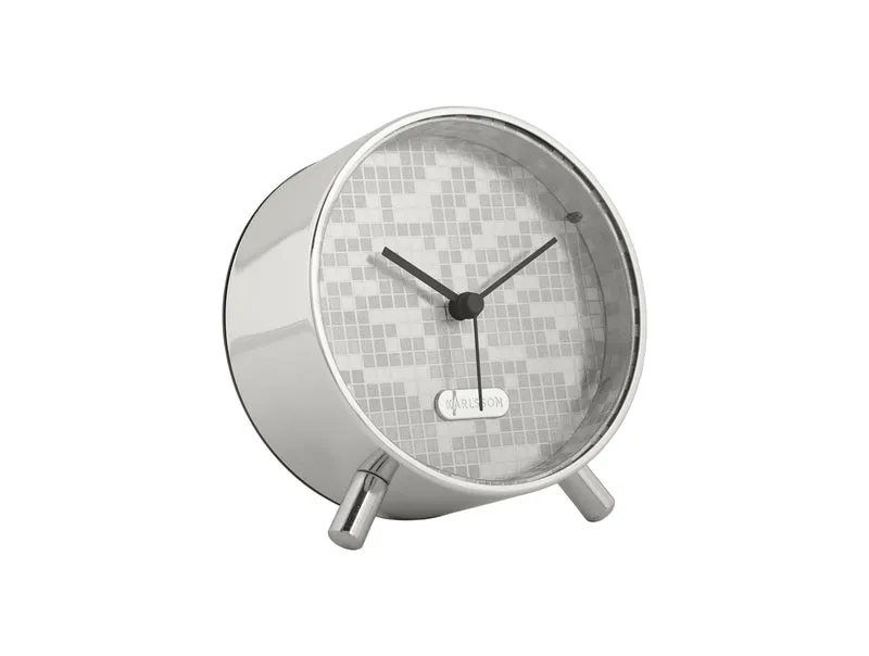 Karlsson Disco KA6004SI Wecker Silber • Geräuschloses Sweep-Uhrwerk • Diskokugel-Design