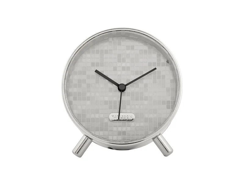 Karlsson Disco KA6004SI Wecker Silber • Geräuschloses Sweep-Uhrwerk • Diskokugel-Design