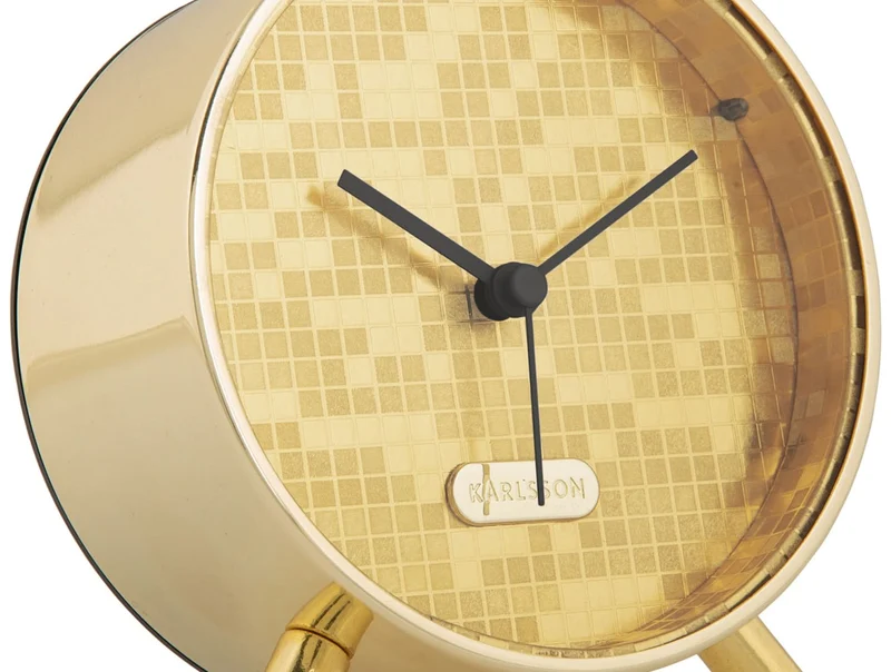 Karlsson Disco KA6004GD Wecker Gold • Geräuschloses Sweep-Uhrwerk • Lichtfunktion