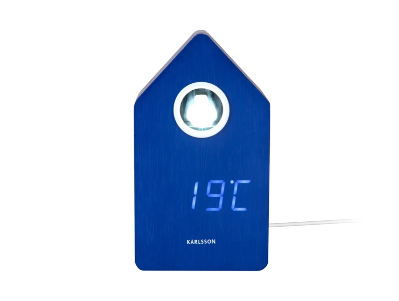 Karlsson Cuckoo LED KA6070BL Wecker Kobaltblau • LED-Kuckucksanzeige • Holzfurnier-Design