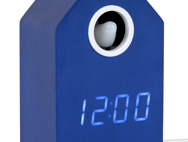 Karlsson Cuckoo LED KA6070BL Wecker Kobaltblau • LED-Kuckucksanzeige • Holzfurnier-Design