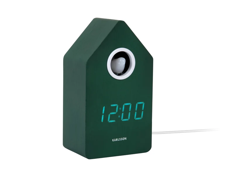 Karlsson Cuckoo LED KA6070GR Wecker Retrogrün • Stündliches LED-Kuckuck-Licht • USB-Netzbetrieb