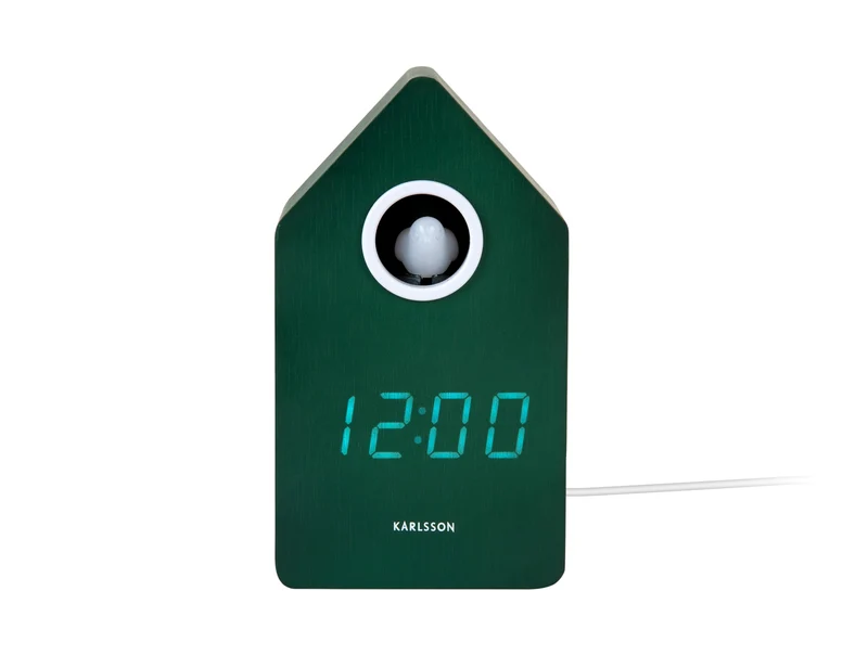 Karlsson Cuckoo LED KA6070GR Wecker Retrogrün • Stündliches LED-Kuckuck-Licht • USB-Netzbetrieb