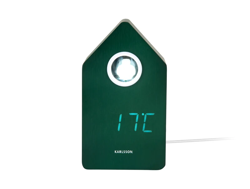Karlsson Cuckoo LED KA6070GR Wecker Retrogrün • Stündliches LED-Kuckuck-Licht • USB-Netzbetrieb