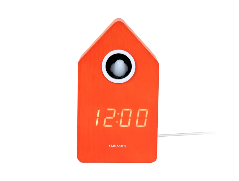 Karlsson Cuckoo LED KA6070OR Wecker Brilliantorange • LED-Kuckucksuhr • Netzbetrieb mit USB
