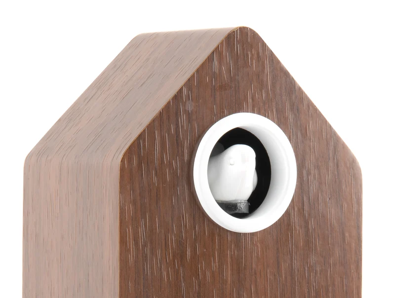 Karlsson Cuckoo LED KA6061DW Wecker Dunkles Holzfurnier • Stündlicher Kuckucksruf • LED-Display