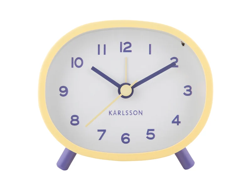 Karlsson Cheeky Oval KA6025LY Wecker Gelb • Geräuschloses Sweep-Uhrwerk • Ovales Design von Iris Dijkers