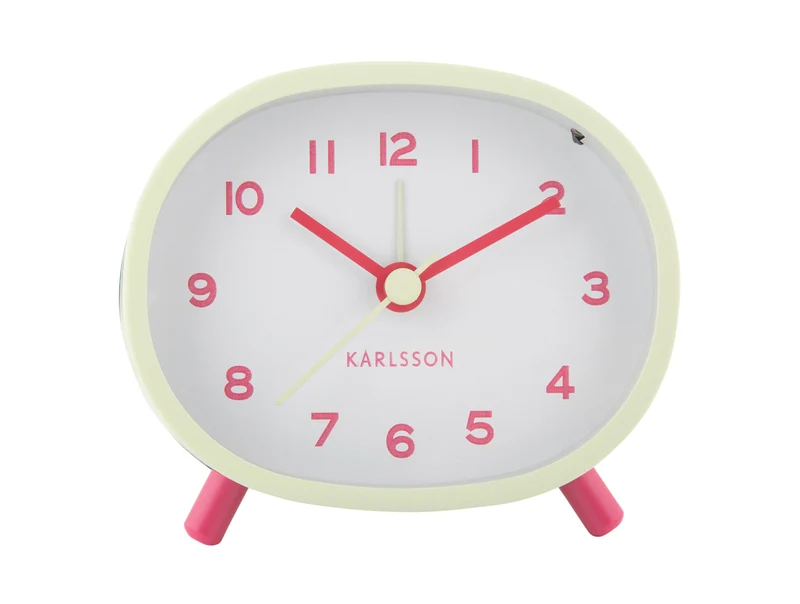 Karlsson Cheeky Oval KA6025LG Wecker Softgrün • Geräuschloses Sweep-Uhrwerk • Ovales Retro-Design