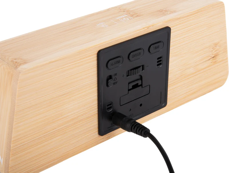Karlsson Changing Colour LED KA5931 Wecker Bambus • Farbwechselndes LED-Display • USB-Netzbetrieb