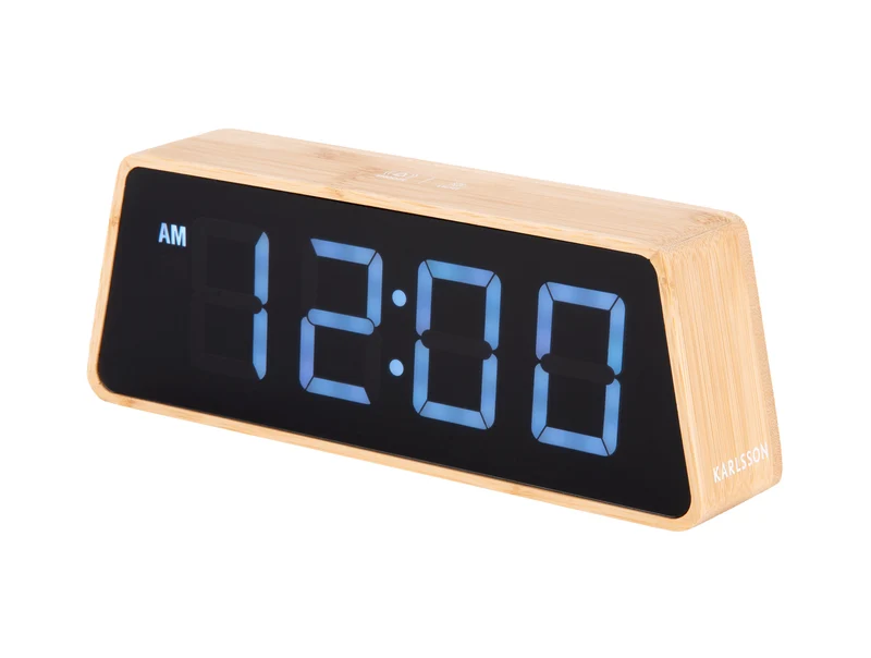 Karlsson Changing Colour LED KA5931 Wecker Bambus • Farbwechselndes LED-Display • USB-Netzbetrieb
