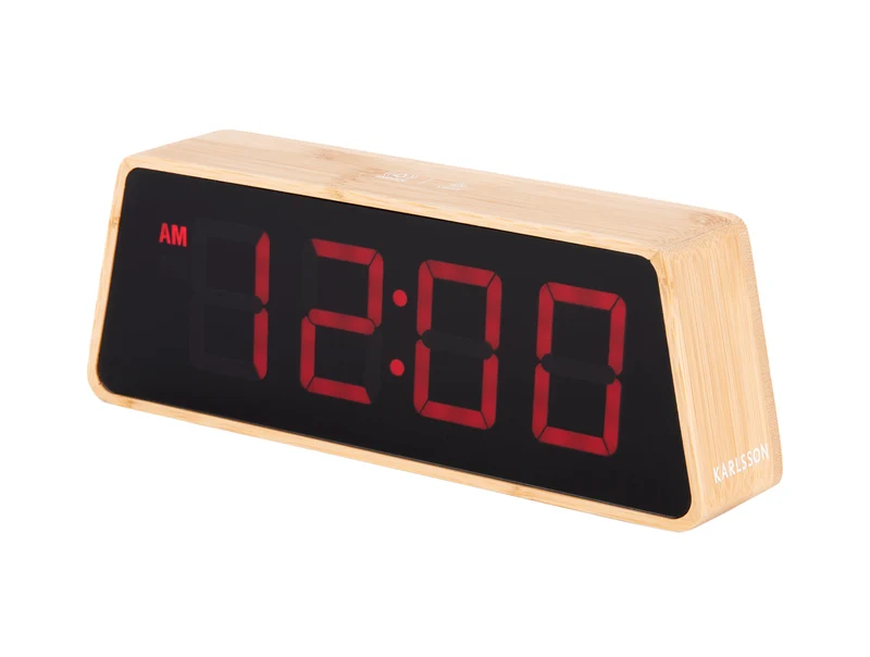 Karlsson Changing Colour LED KA5931 Wecker Bambus • Farbwechselndes LED-Display • USB-Netzbetrieb