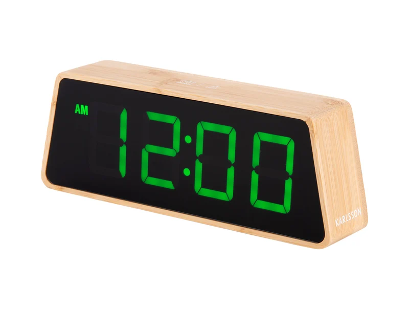 Karlsson Changing Colour LED KA5931 Wecker Bambus • Farbwechselndes LED-Display • USB-Netzbetrieb